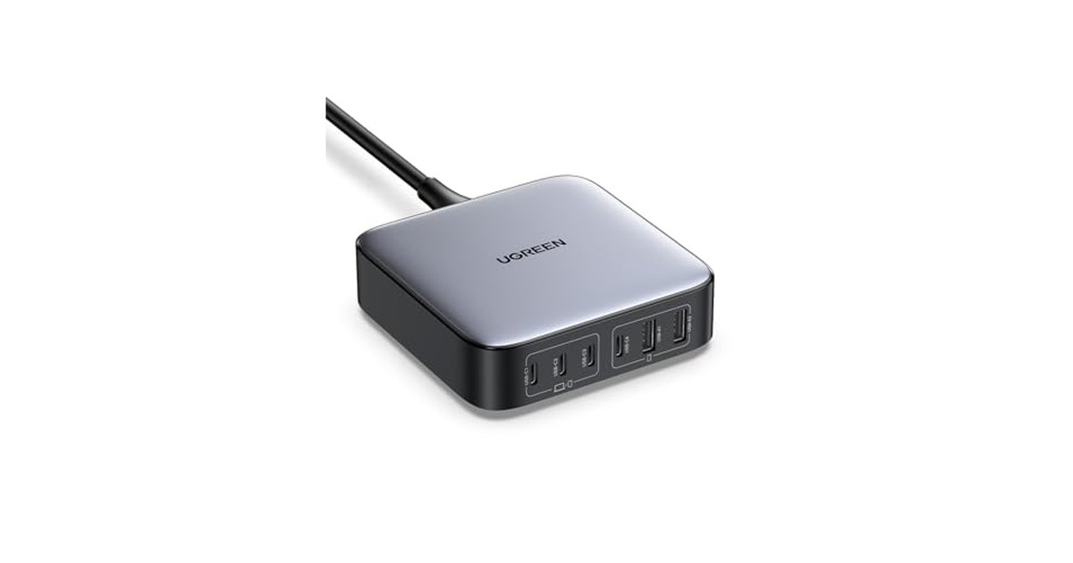 UGREEN Nexode 200W 充電器 6ポート 卓上多ポート急速充電器 【USB-C×4 USB-A×2 ダブルGaNIII(窒化ガリウム)採用 全ポートPD3.0対応 単ポート100W高出力 PSE技術基準適合】 ノートPC三台急速充電対応 iPhone16-8/Galaxy S23-10シリーズ Android Xperia/AQUOS/Macbook M4対応 CD271 の商品画像