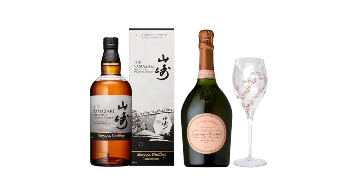 【サントリープレミアムセレクション】ローランペリエロゼ (グラス付き)・山崎 Story of the Distillery 2024 [シャンパン 750ml×1本、ウイスキー 700ml×1本] の商品画像
