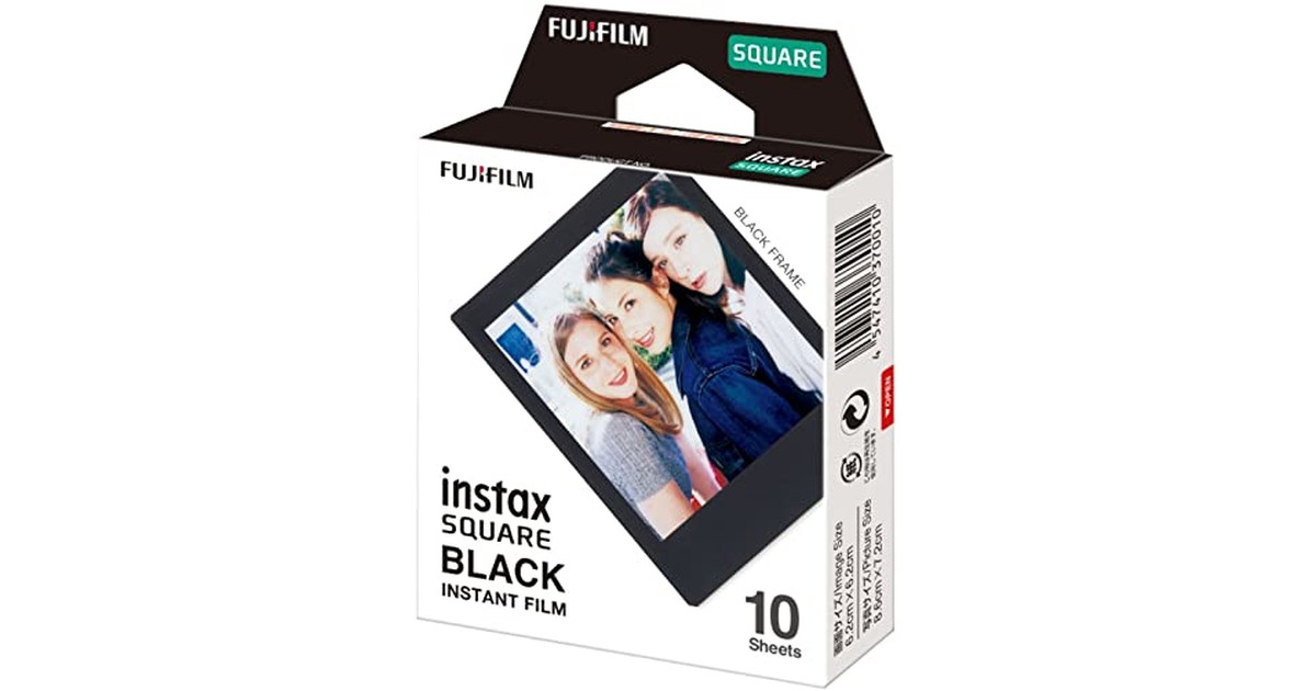 富士フイルム(FUJIFILM) スクエアフォーマットフィルム instax SQUARE ブラックフレーム 10枚入 INSTAX SQUARE BLACK FRAME WW 1 の商品画像