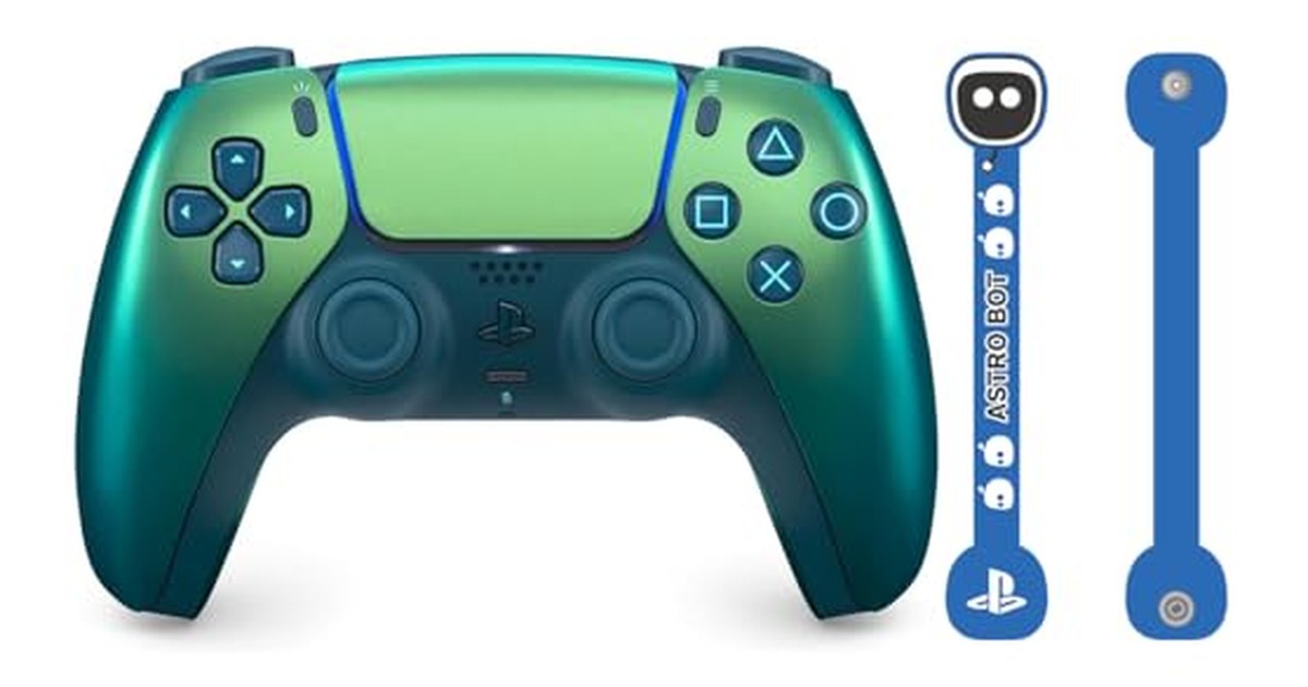 【純正品】DualSense ワイヤレスコントローラー クロマ グリーン（CFI-ZCT1J10） 【Amazon.co.jp限定】 アストロボットデザイン コードホルダー 付 の商品画像