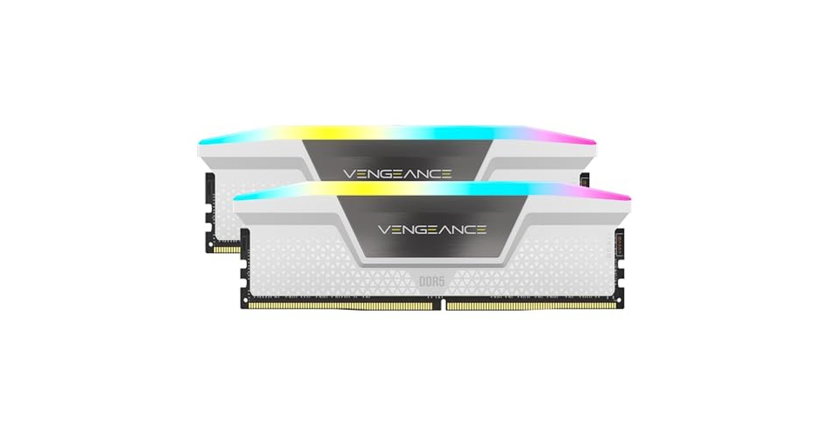CORSAIR DDR5-6000MHz デスクトップPC用メモリ VENGEANCE RGB DDR5シリーズ Intel XMPメモリキット 64GB ホワイト [32GB×2枚] CMH64GX5M2B6000C30W の商品画像