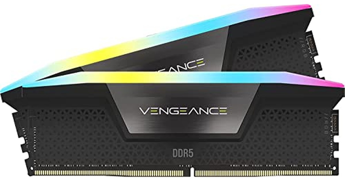 CORSAIR DDR5-6400MHz デスクトップPC用メモリ VENGEANCE RGB DDR5シリーズ (PC5-51200) Intel XMPメモリキット 32GB ブラック [16GB×2枚] CMH32GX5M2B6400C36 の商品画像