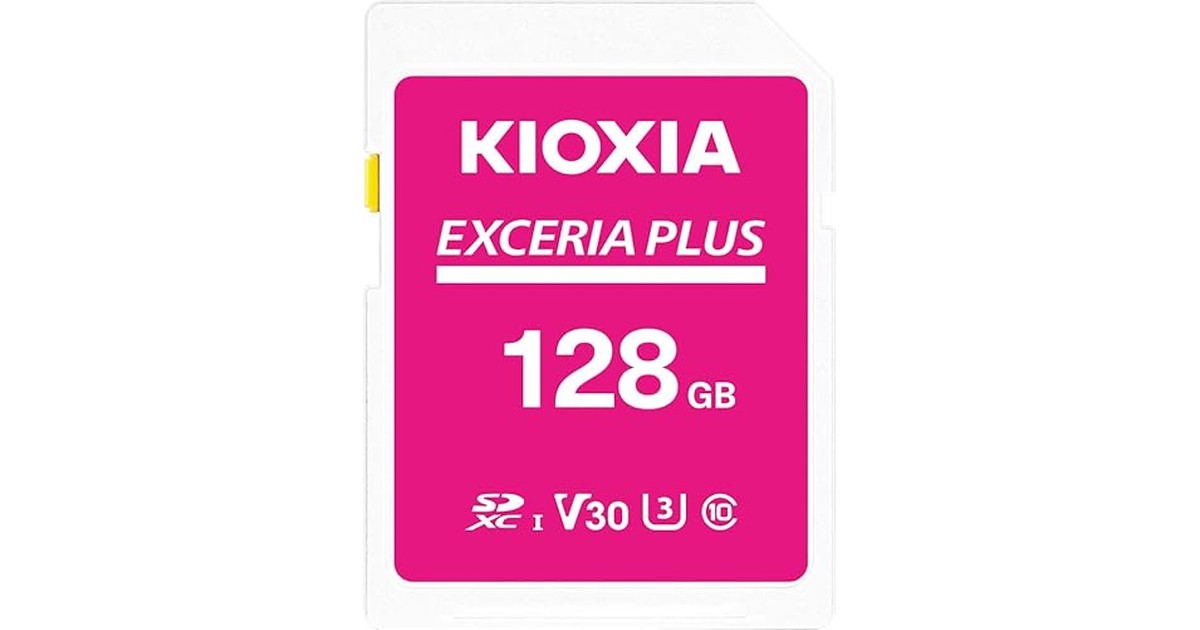 KIOXIA(キオクシア)【日本製】SDカード 128GB EXCERIA PLUS UHS-I U3 V30 Class10 SDXC 最大読出速度100MB/s 最大書込60MB/s 4K対応 国内サポート正規品 メーカー保証5年 KLNPAE128G の商品画像