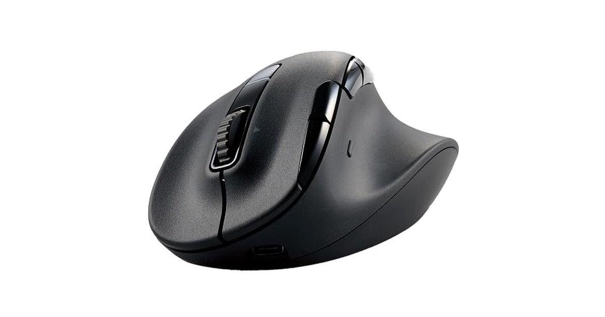 エレコム ワイヤレスマウス 静音 EX-G PRO Lサイズ Bluetooth 無線2.4GHz 両対応 充電式 8ボタン 高速スクロール チルトホイール 抗菌 ブラック M-XGL50MBSKBK の商品画像