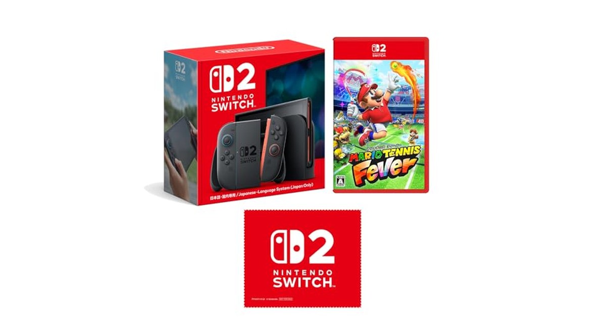 Nintendo Switch 2(日本語・国内専用) ＋ マリオテニス フィーバー -Switch2 ＋ 【Amazon.co.jp限定】特典 Nintendo Switch 2 ロゴデザイン マイクロファイバークロス 同梱 の商品画像