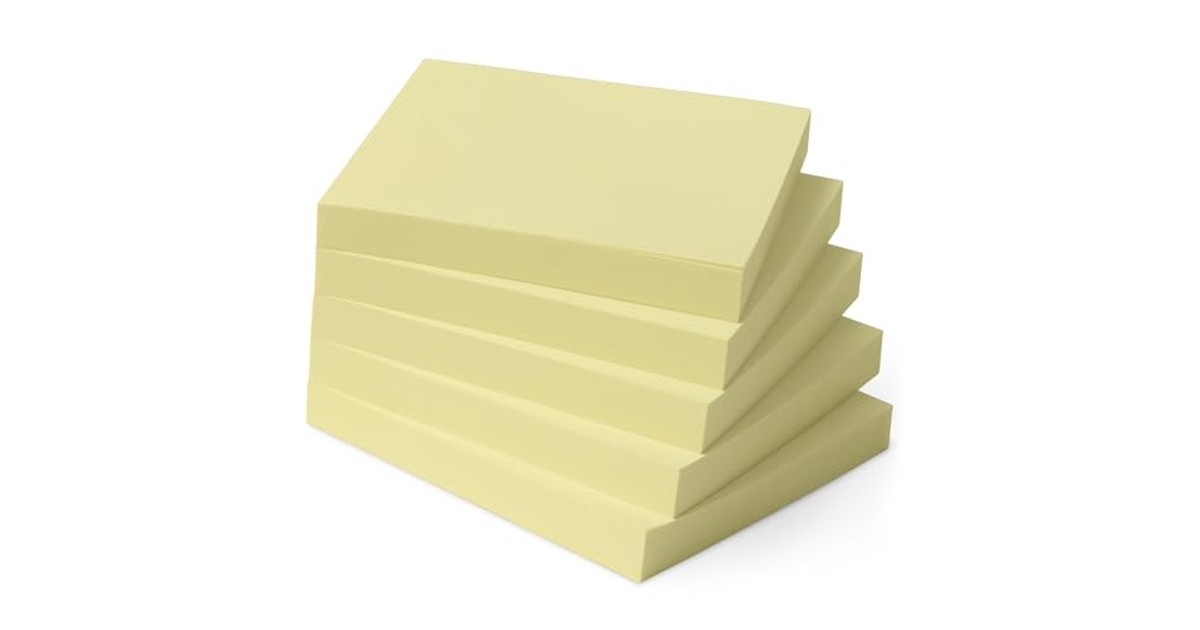 Amazonベーシック 付箋 ふせん 正方形 強粘着 約75×75mm 100枚×5パッド (合計500枚) 黄色 黄色 標準サイズ の商品画像